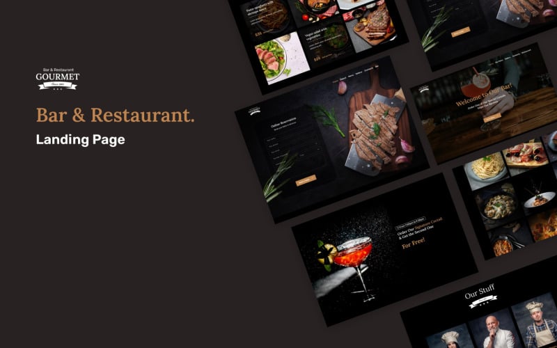 gourmet bar amp restaurant landing page template original