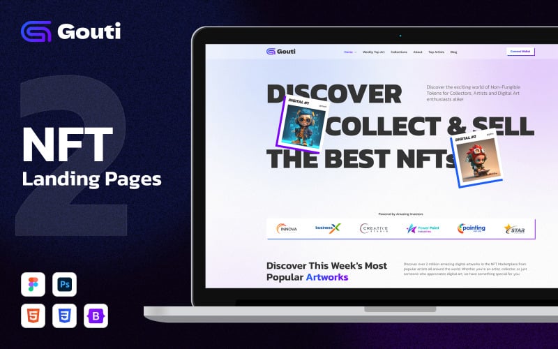 gouti nft bootstrap html landing page original