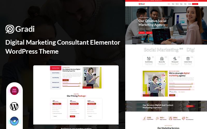 gradi digital marketing consultant elementor wordpress theme original