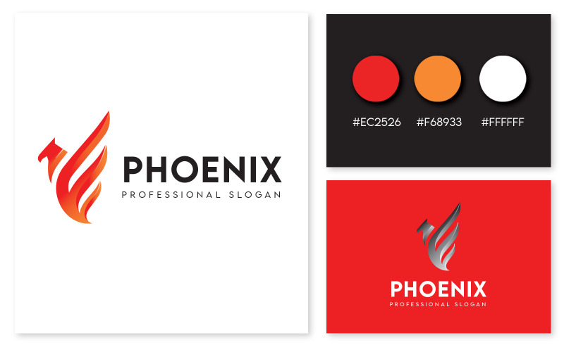 gradient bird professional logo template phoenix original