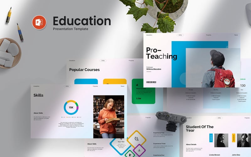 gradient education powerpoint presentation template original
