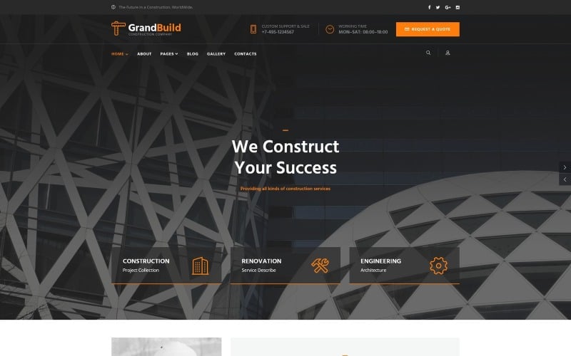 grandbuild construction company flat professional joomla template original