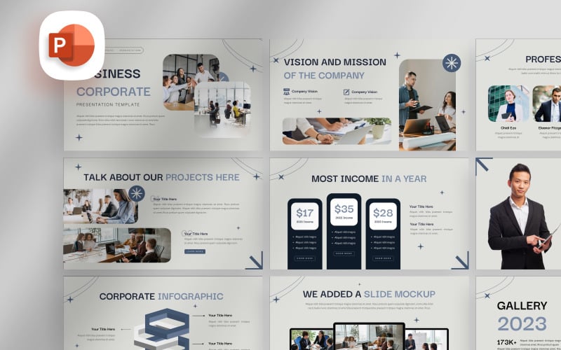 gray clean modern corporate powerpoint template original