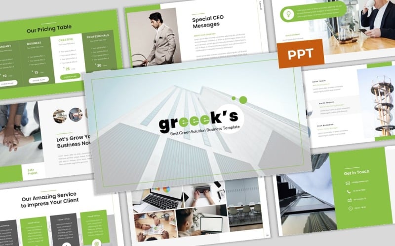 greeeks green business powerpoint template original