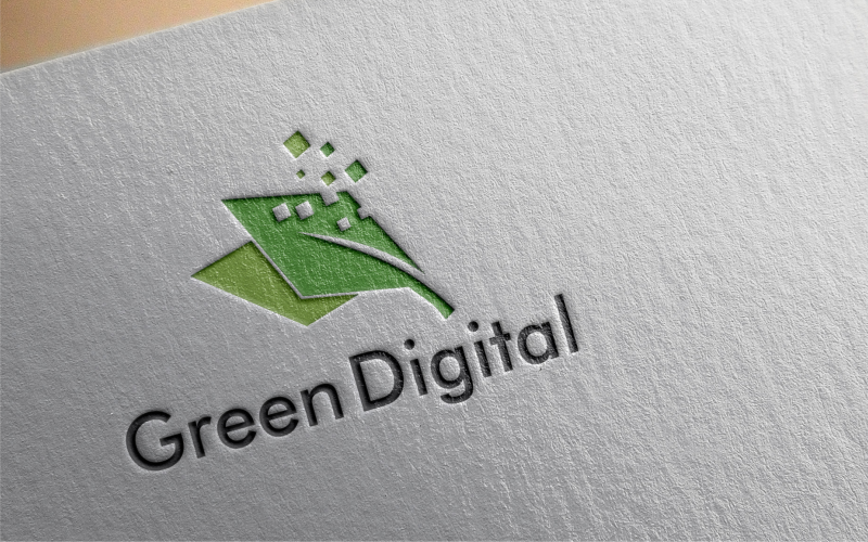 green digital logo template original