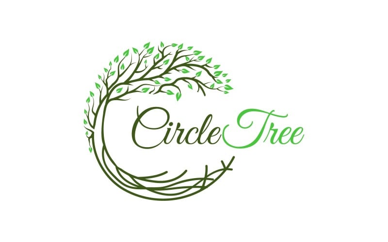 green leaf nature circle tree and root logo design original
