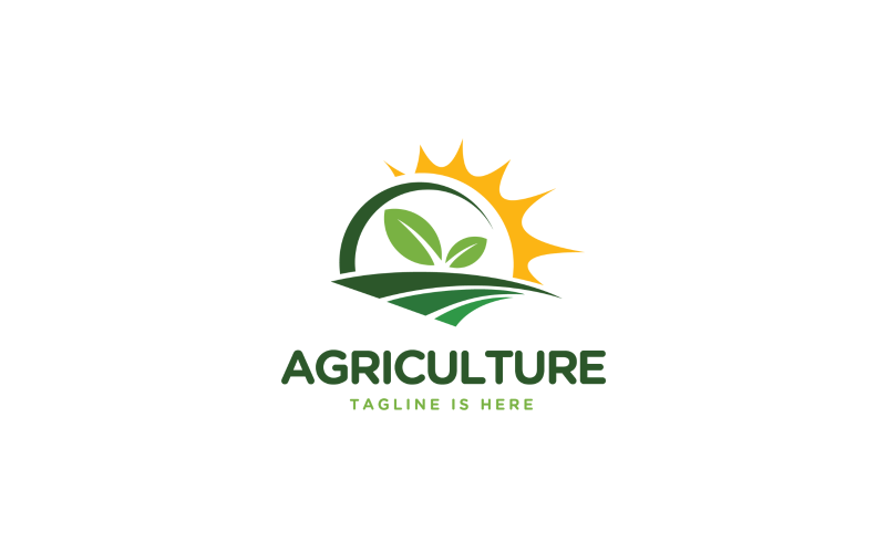 green leaf sunrise road agriculture logo template original