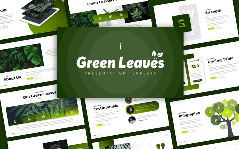 green leaves environment presentation powerpoint template original