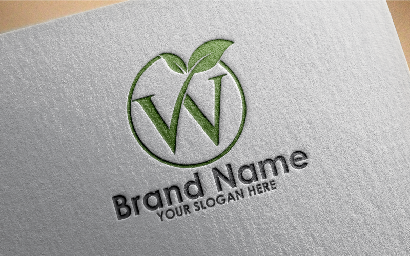green letter w logo template original