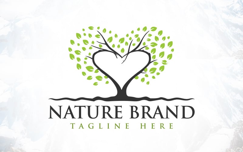 green nature brand heart tree logo design original