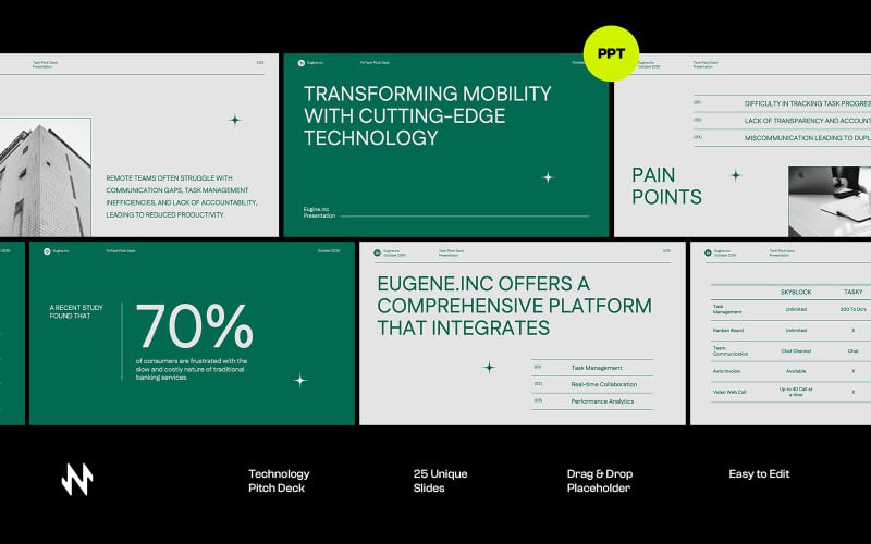 green tech pitch deck powerpoint original