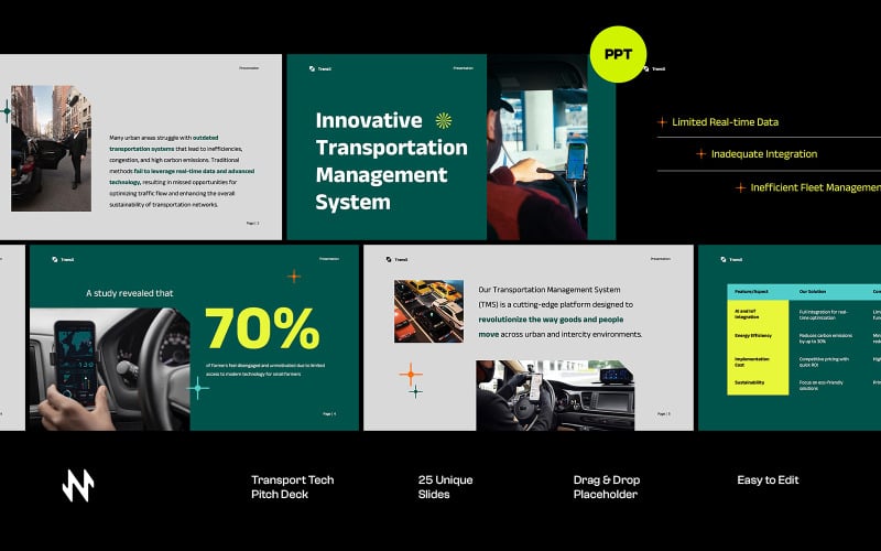 green transportation pitch deck powerpoint original
