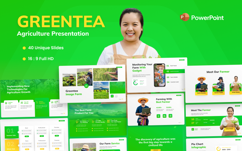 greentea agriculture farm powerpoint template original