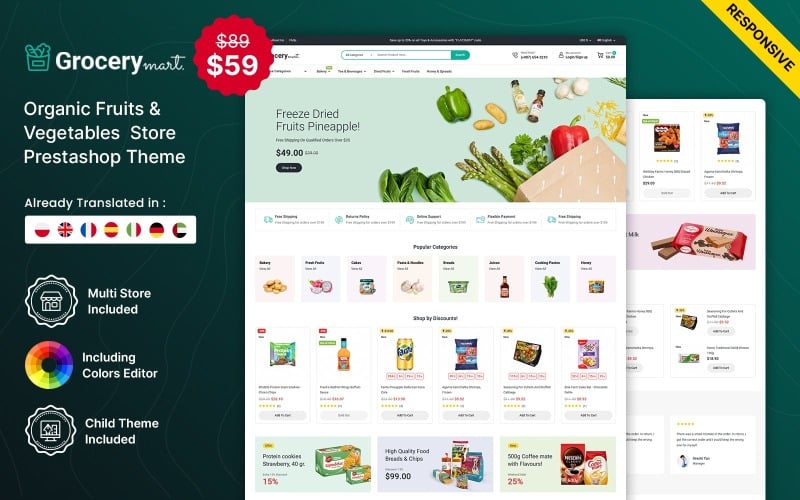 grocery mart grocery vegitables and organic responsive prestashop theme original