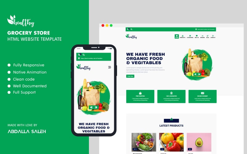 grocery store no framework html website template original