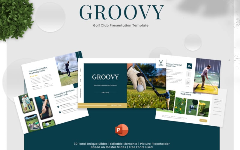groovy golf club powerpoint presentation template original