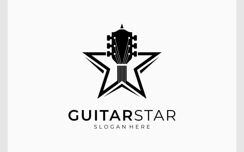 guitar acoustic star musical logo original