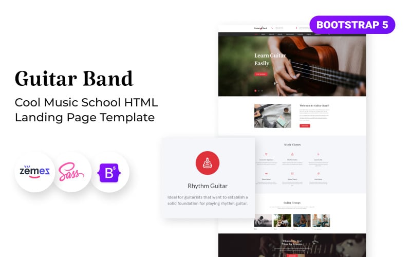 guitar band music school html landing page template original
