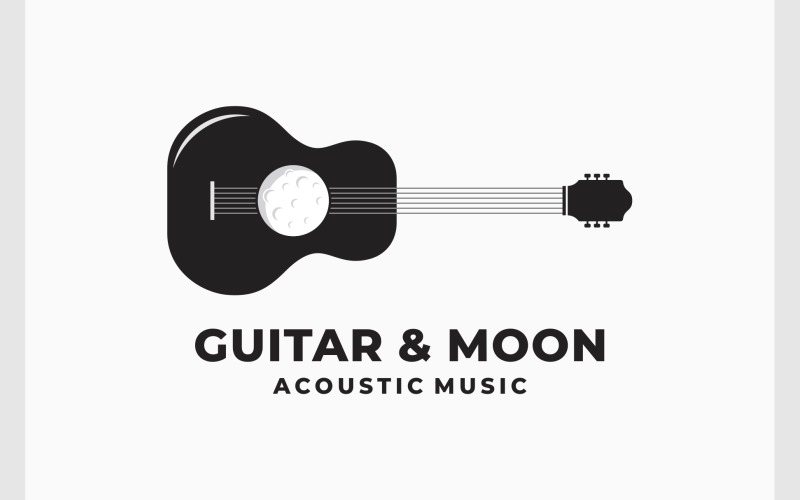 guitar moon musical creative logo original