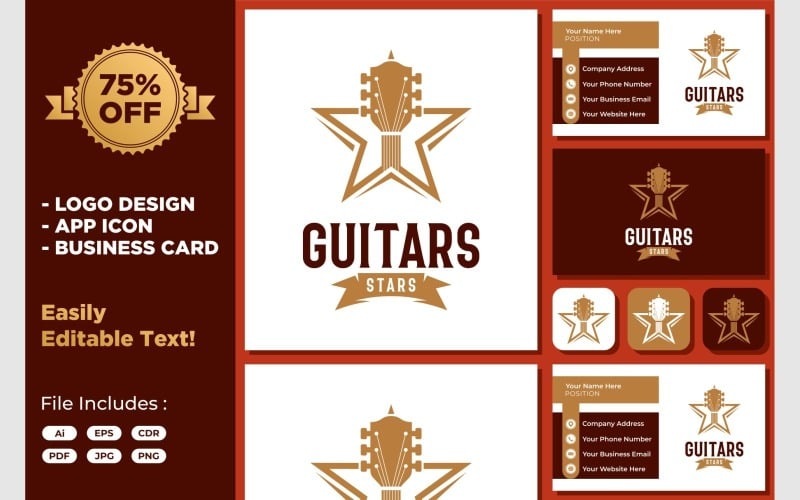 guitar music star musical logo original