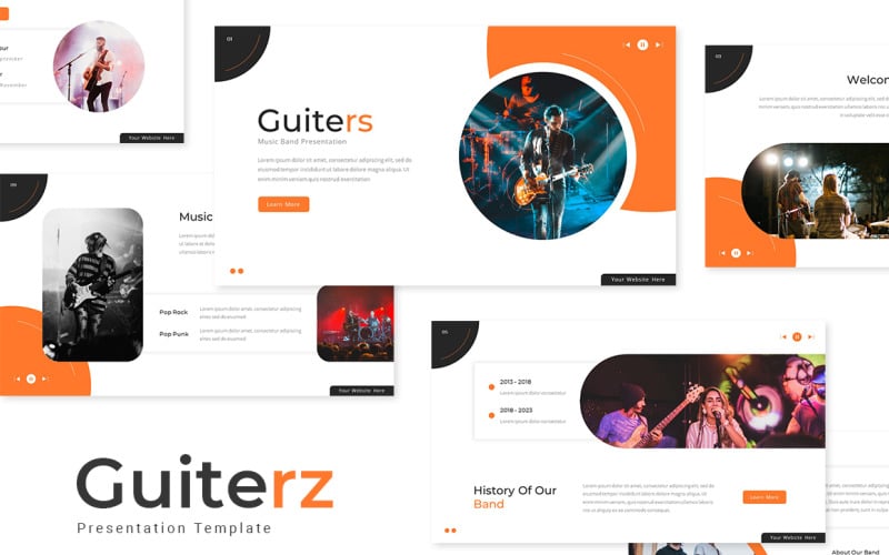 guiters music band powerpoint template original