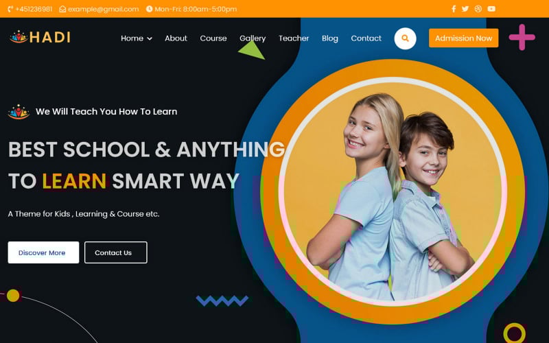 hadi kids learning center html landing page template original