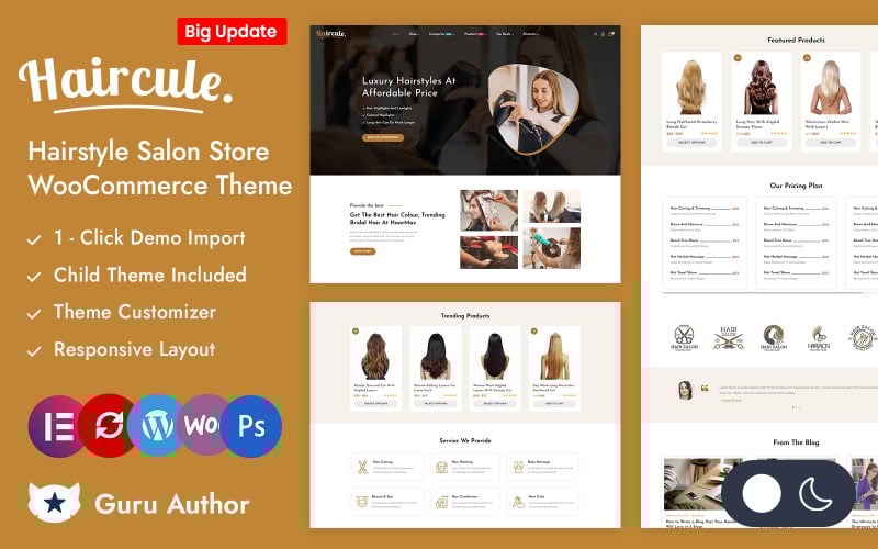 haircule hairstyle salon and weige store elementor woocommerce responsive theme original