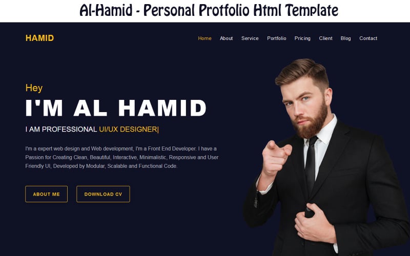 hamid personal protfolio landing page template original