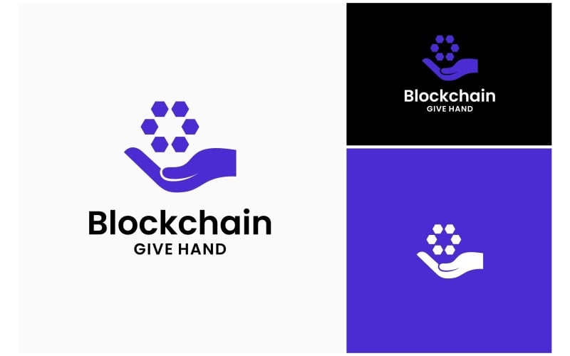 hand blockchain cryptocurrency logo original