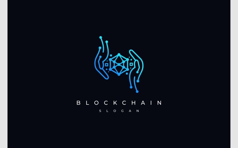 hand blockchain digital tech logo original