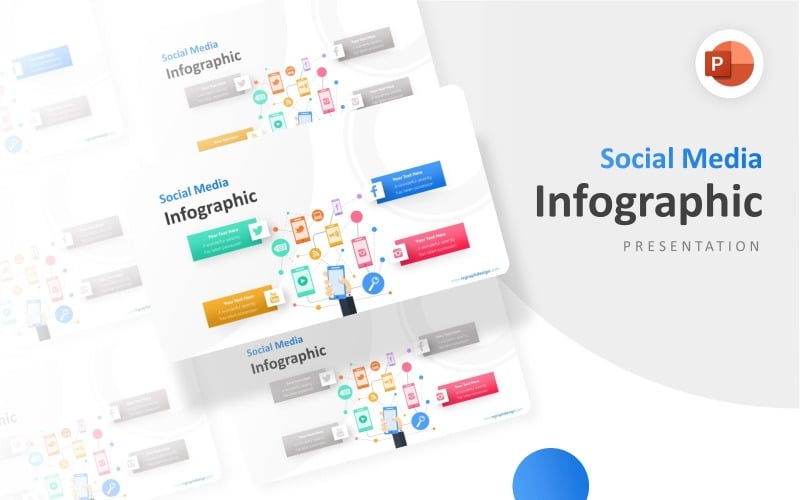 hand holding smartphone four options infographic presentation powerpoint template original