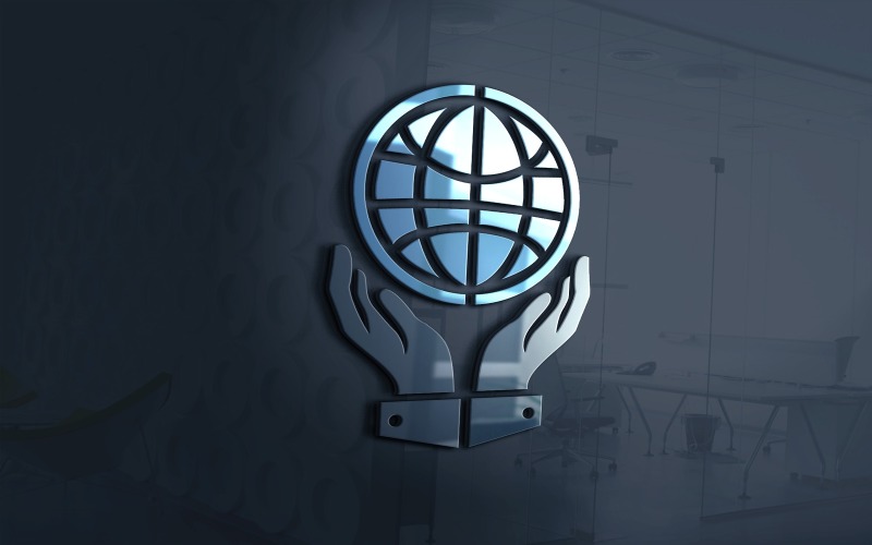 hand holding the globe technology logo template original
