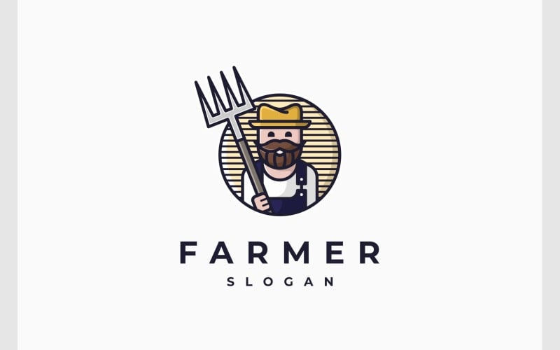 happy farmer cartoon mascot logo original