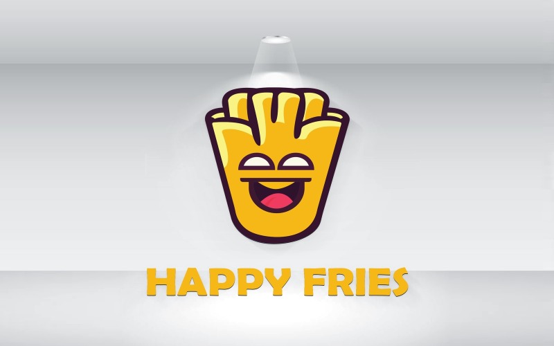 happy fries box fast food logo template vector file original