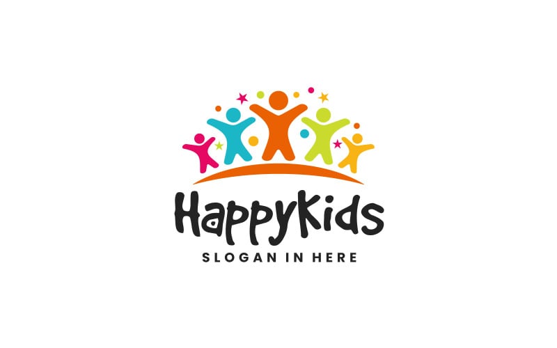happy kids fun logo template original
