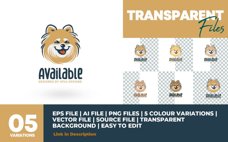 happy pomeranian dog logo template in colors original