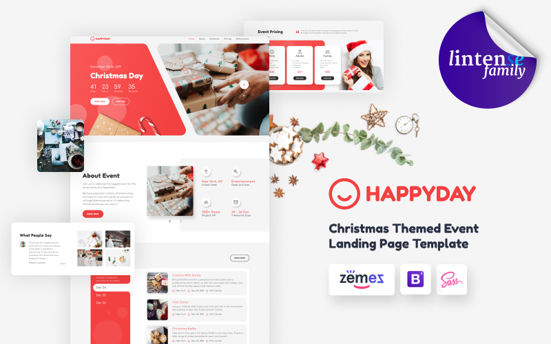 happyday christmas themed event landing page template original