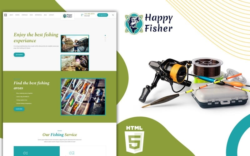 happyfisher fishing water sport landing page template original