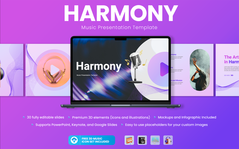 harmony music presentation powerpoint template original