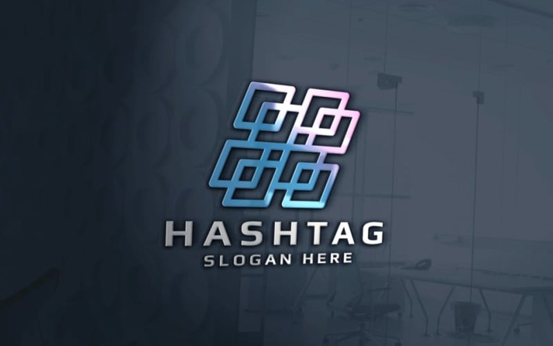 hashtag tech logo template original