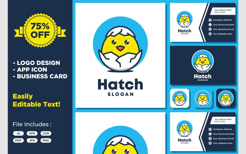 hatch egg chicken baby cartoon logo original