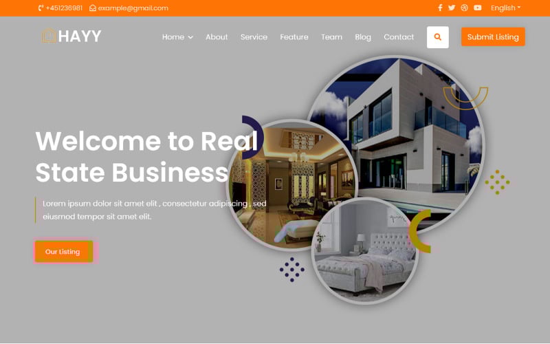 hayy real state html landing page template original