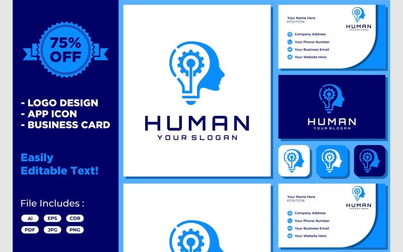 head human gear light bulb mind logo original