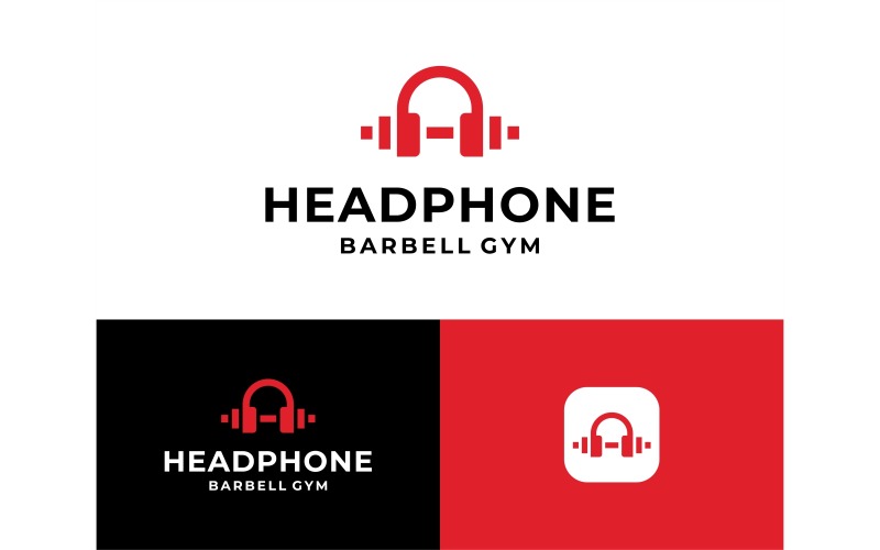 headphone barbell gym logo original