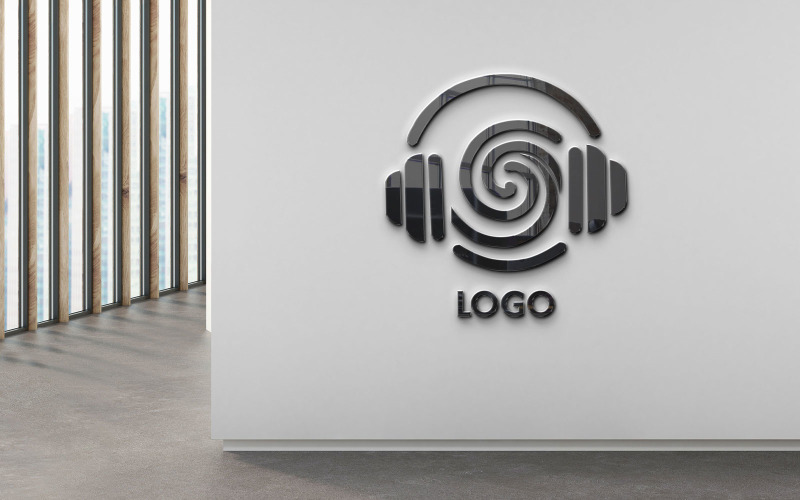 headphones music entertainment logo design template original