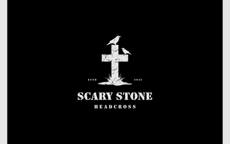 headstone tombstone cross cemetery scary logo original