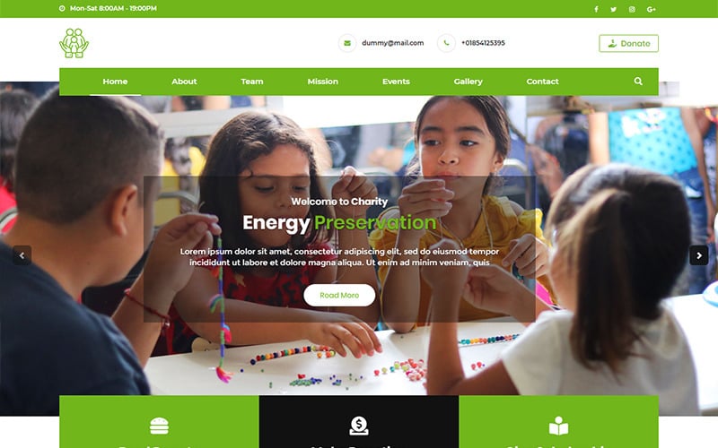 helping hands charity landing page template original