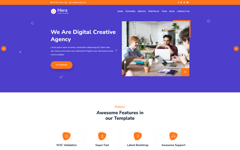 hera digital agency one page html landing page template original