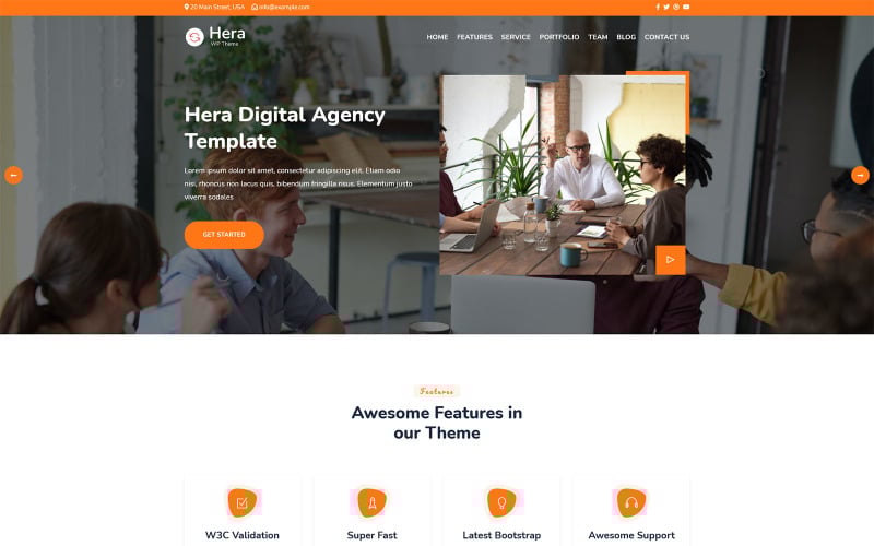 hera digital agency one page wordpress theme original