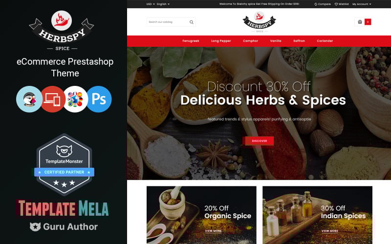 herbspy spice and food store prestashop theme original